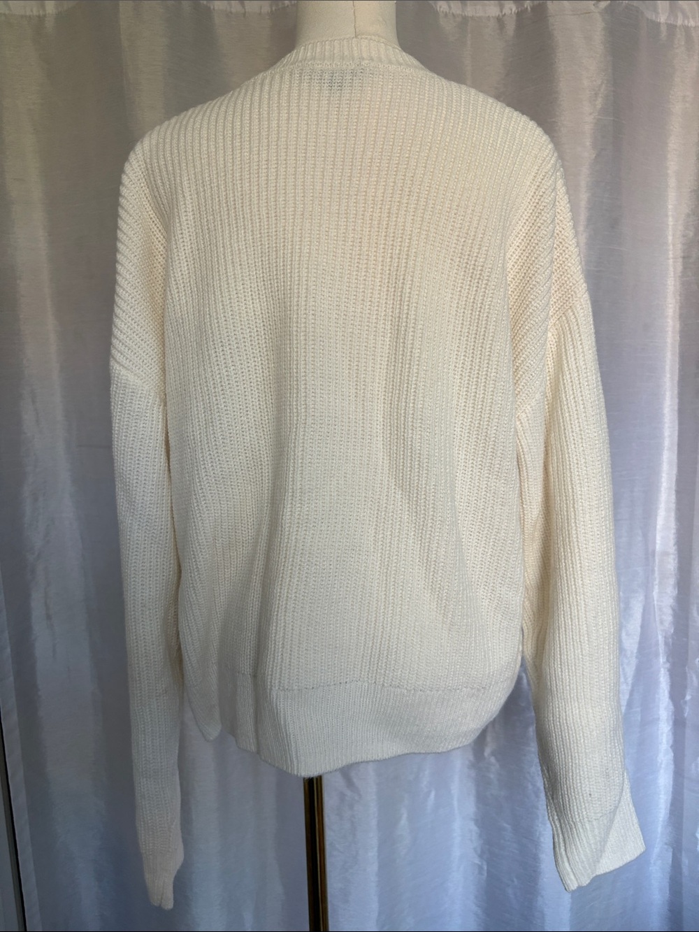 Pearl-Embellished Cream Ribbed Sweater - Picture 4 of 6